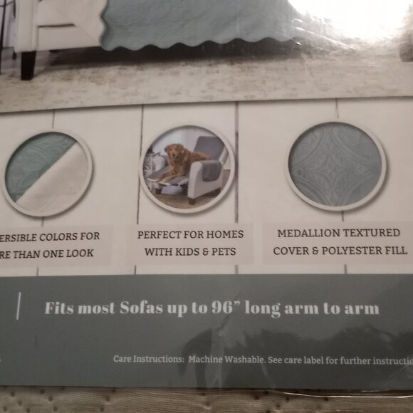 Sofa Protecter Dual Sided Scalloped Edged New In Bag - Picture 6 of 12